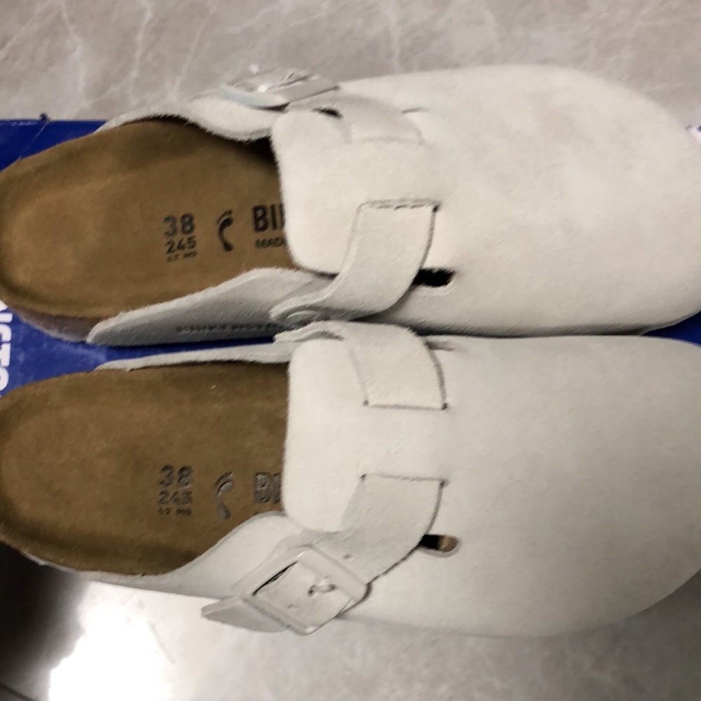 🍭birkenstock Women's White Suede Mules - Picture 4 of 5